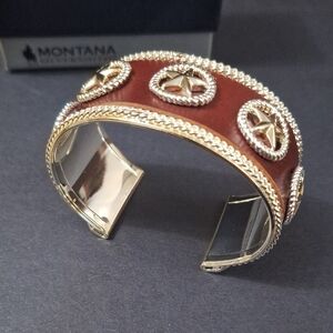 Montana Silversmiths Silver and Brown Star Cuff Bracelet